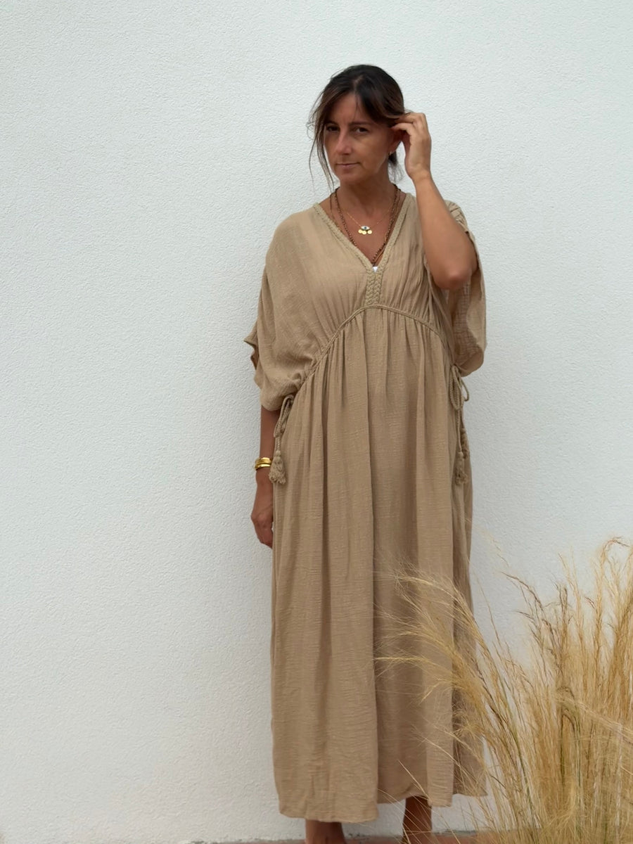 Kaftan Trança Areia