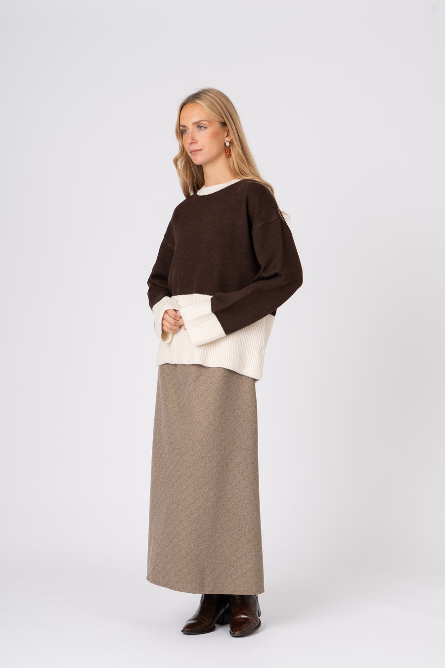 Camisola Bicolor castanho