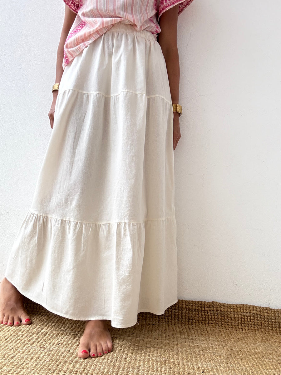 Falda bohemia cruda