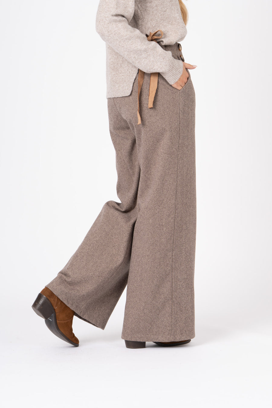 Calças Espinha Camel ref:30131