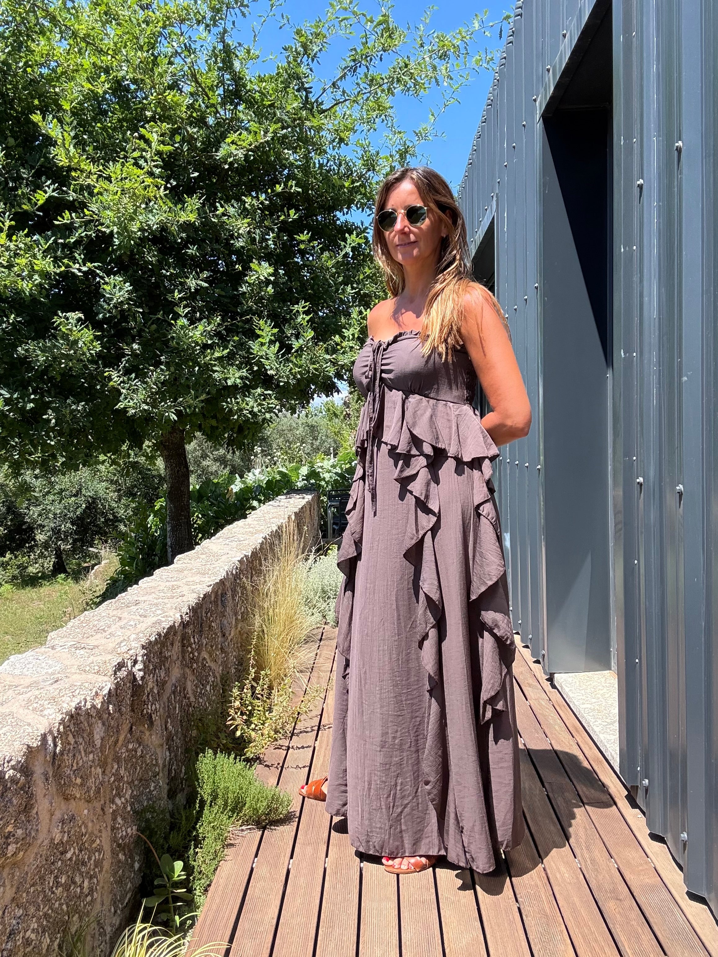 Vestido Zahara castanho