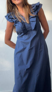 Vestido Babados Marinho