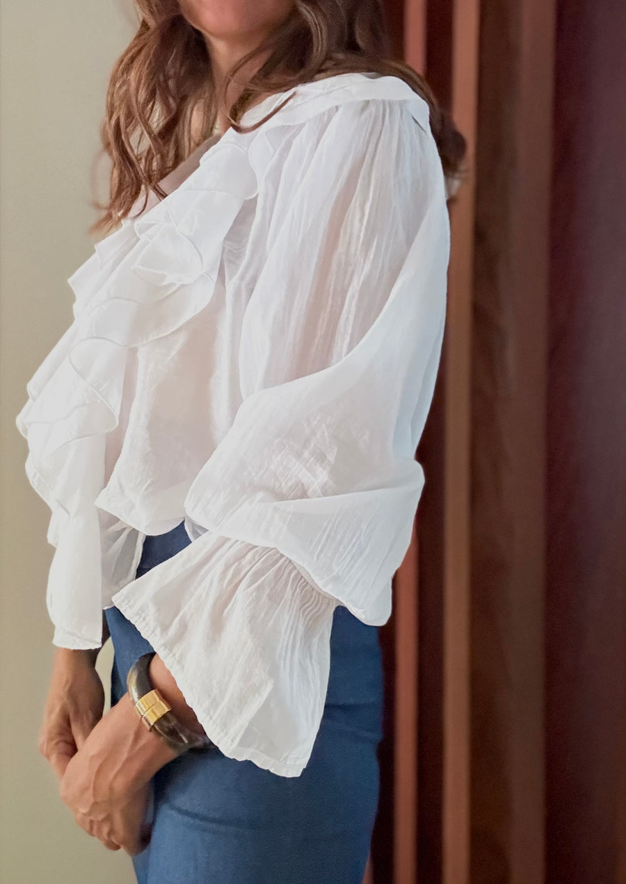 Blusa Folhos Branca