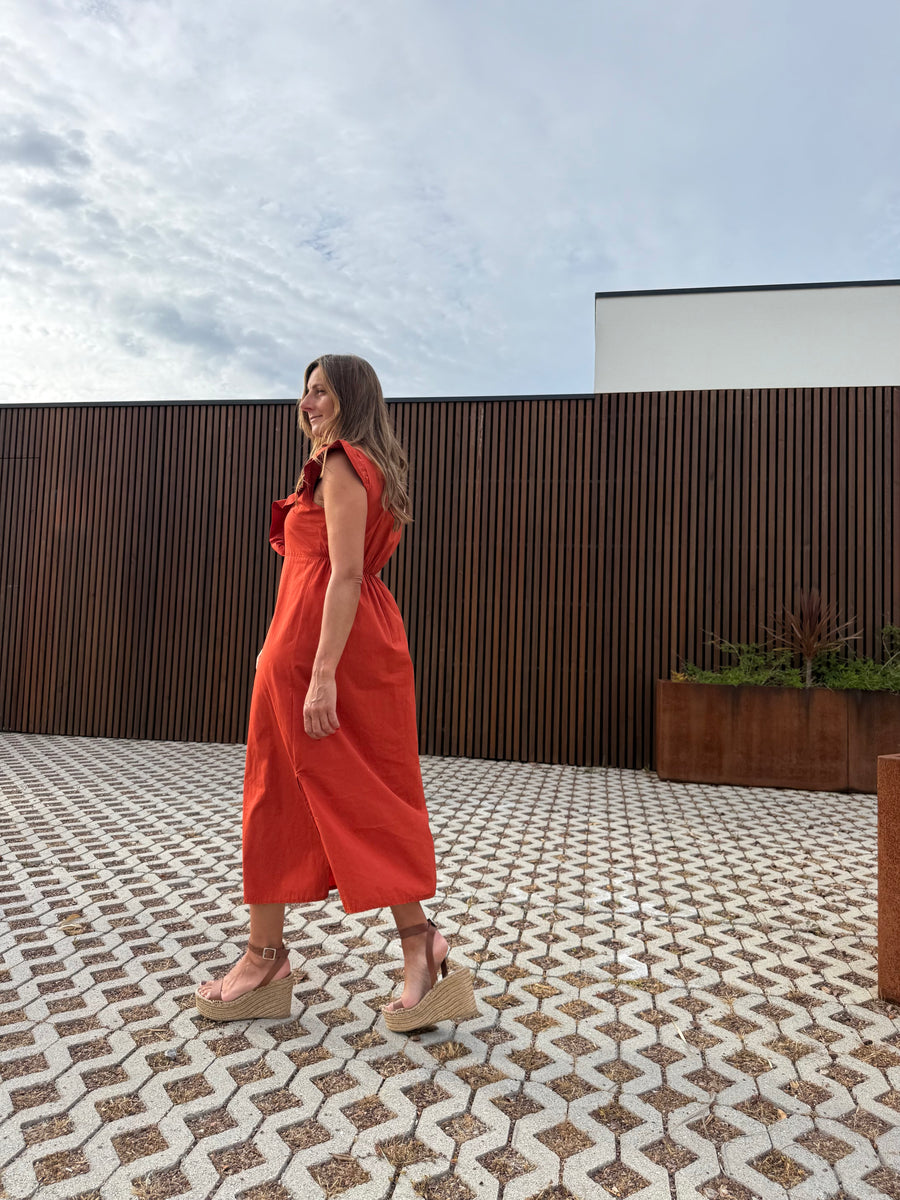 Vestido Babados laranja
