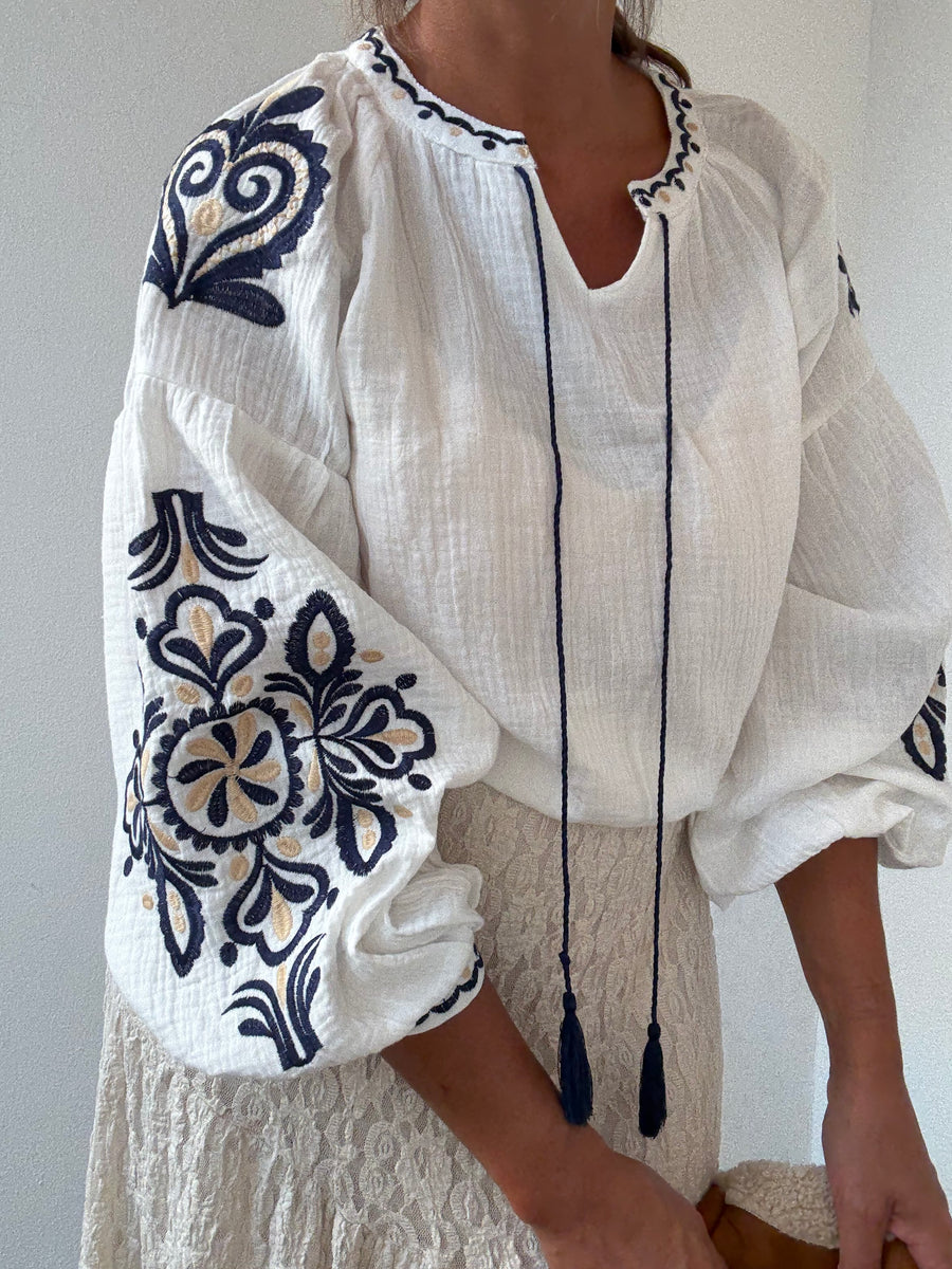 Blusa Folk Azul