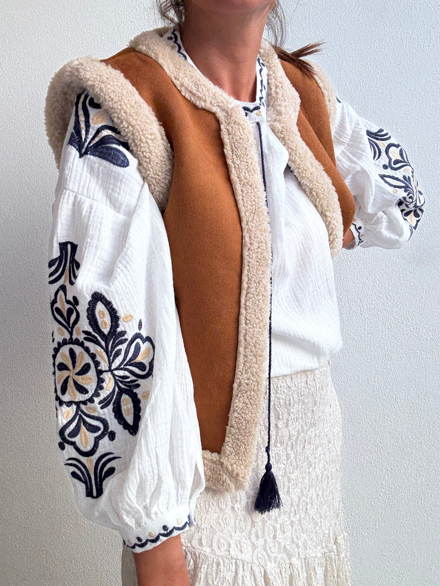 Blusa Folk Azul