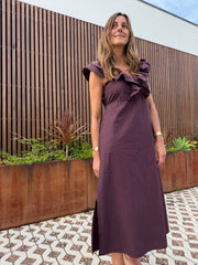 Vestido Babados ameixa