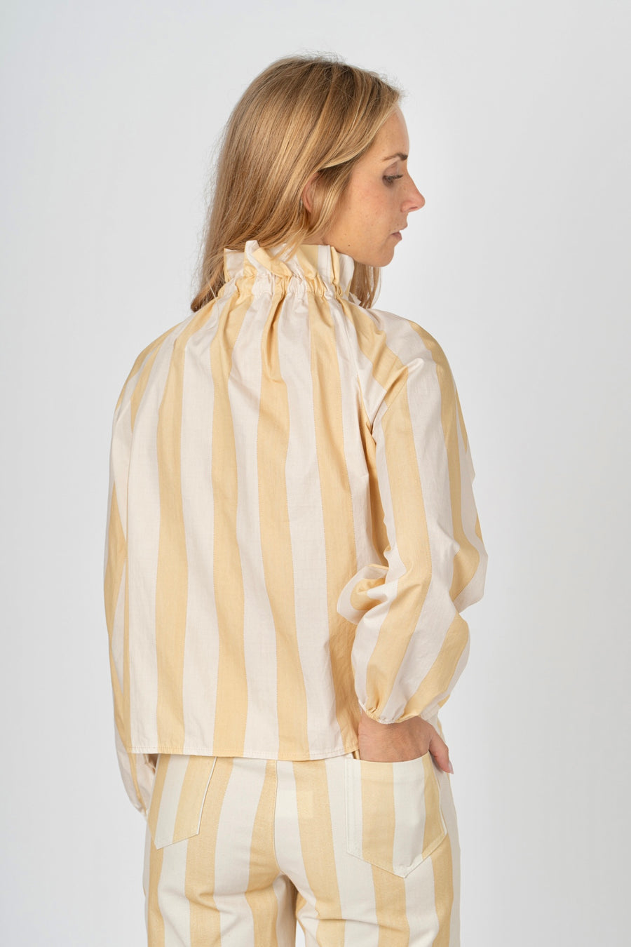 Blusa Listrada Amarelo com Laço
