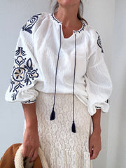 Blusa Folk Azul