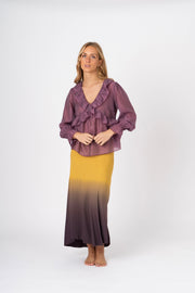 Blusa fluida com babados malva