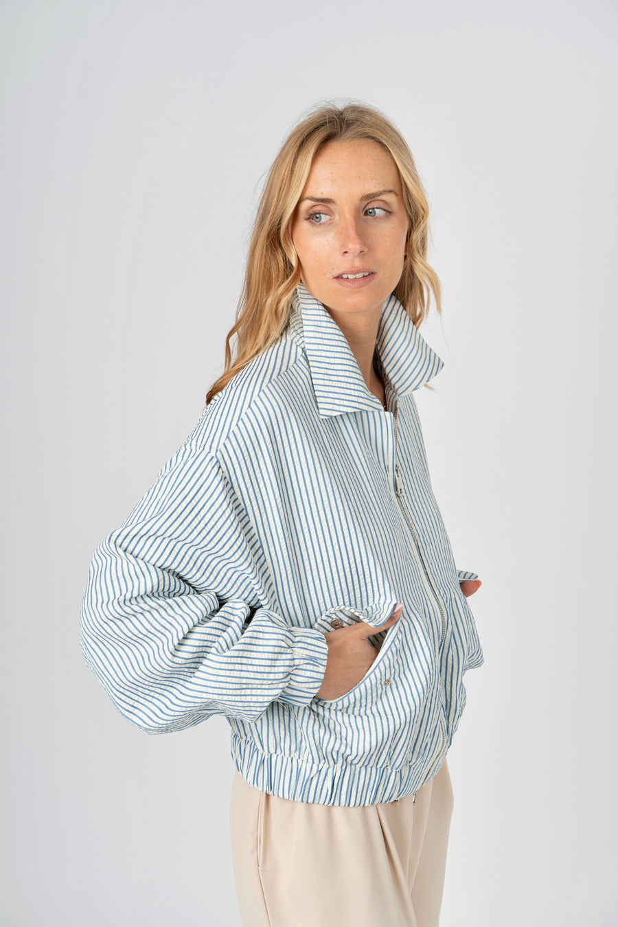 Blusão  Riscas  azul