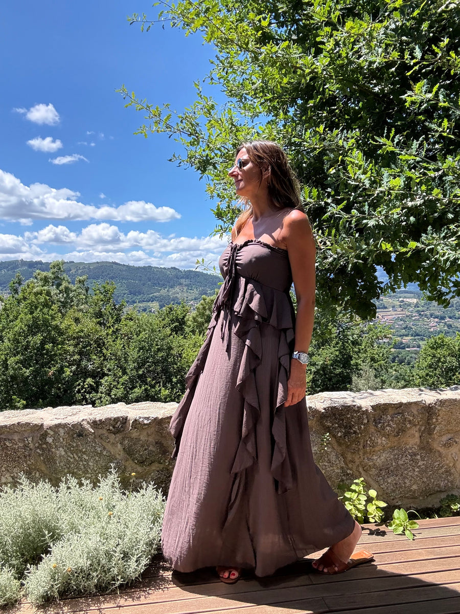 Vestido Zahara castanho
