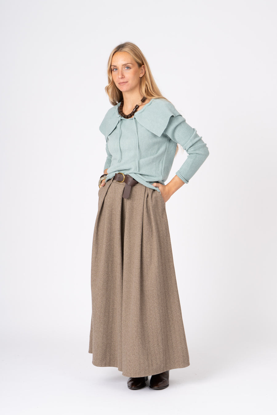 Saia Calça Espinha Camel Ref:300451