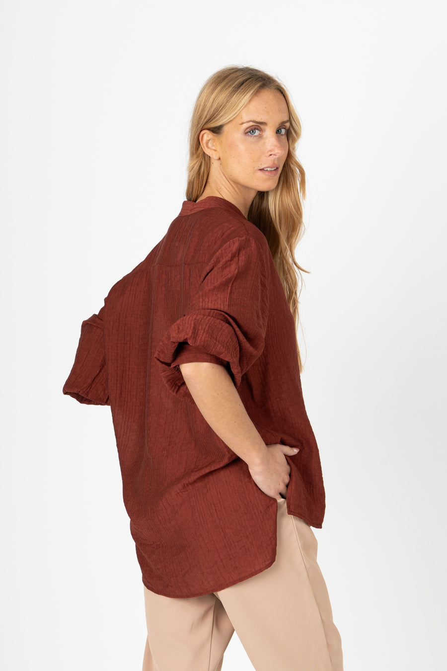 Camisa oversized terracota