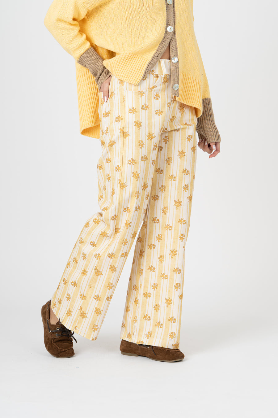 Calças Capri Floral amarelo