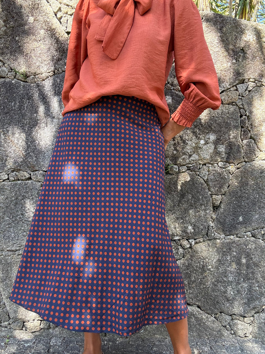 Saia Polka Azul