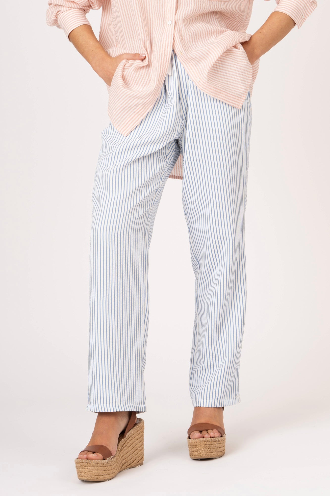 Calças Joggers riscas azul