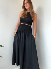 Conjunto Midi Franzido preto