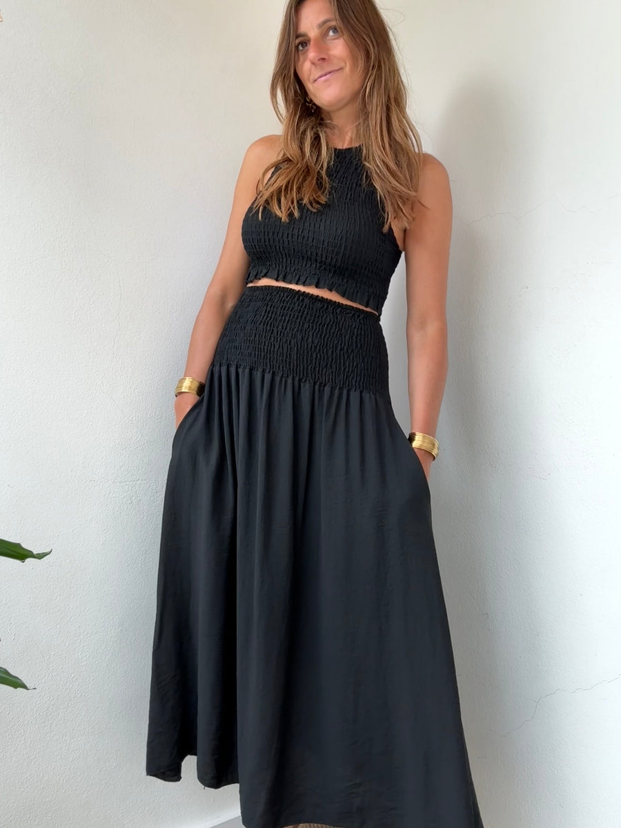 Conjunto Midi Franzido preto