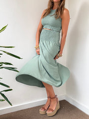 Conjunto Midi Franzido verde