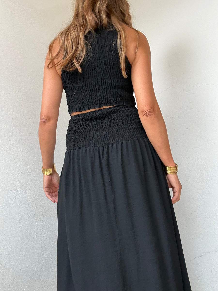 Conjunto Midi Franzido preto