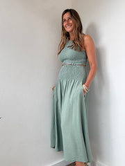Conjunto Midi Franzido verde