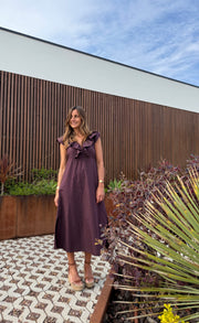 Vestido Babados ameixa
