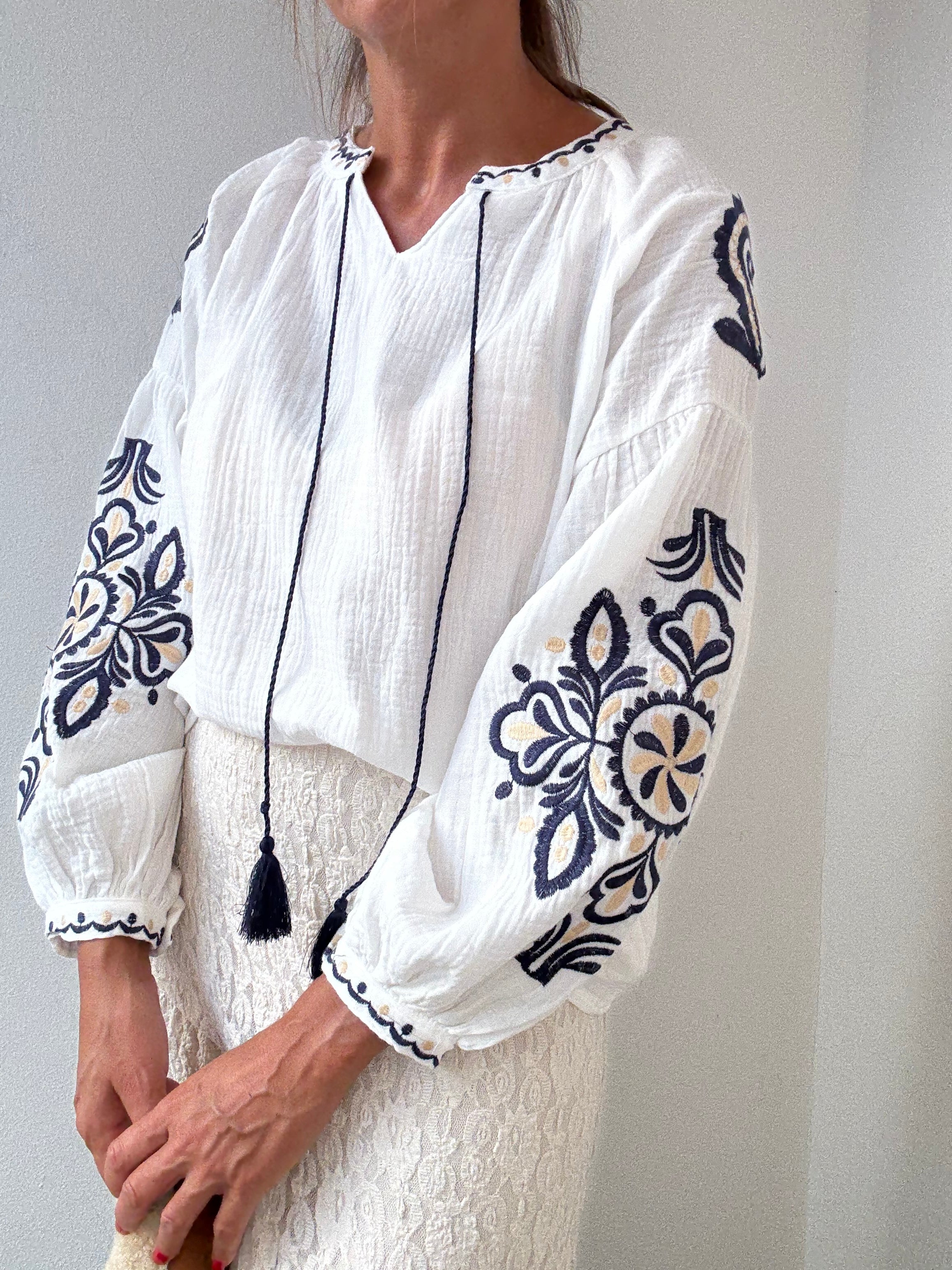 Blusa Folk Azul