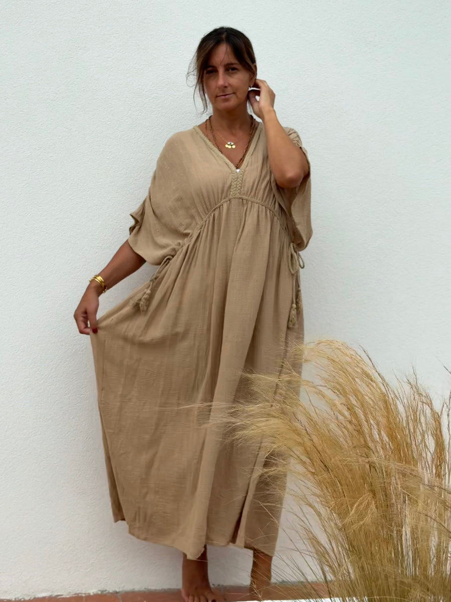 Kaftan Trança Areia