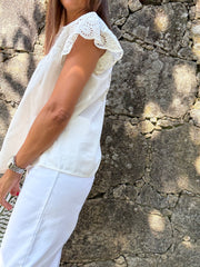 Blusa manga bordada