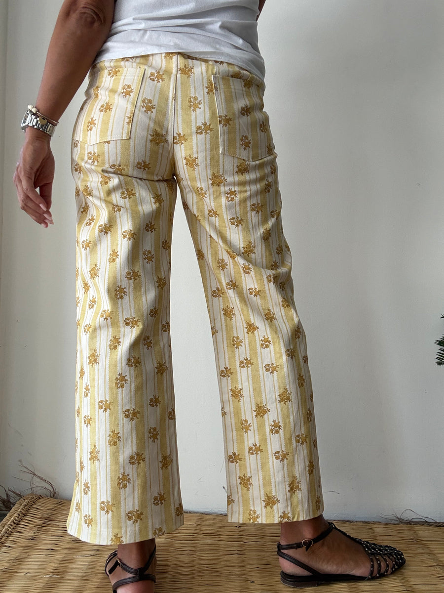 Calças Capri Floral amarelo