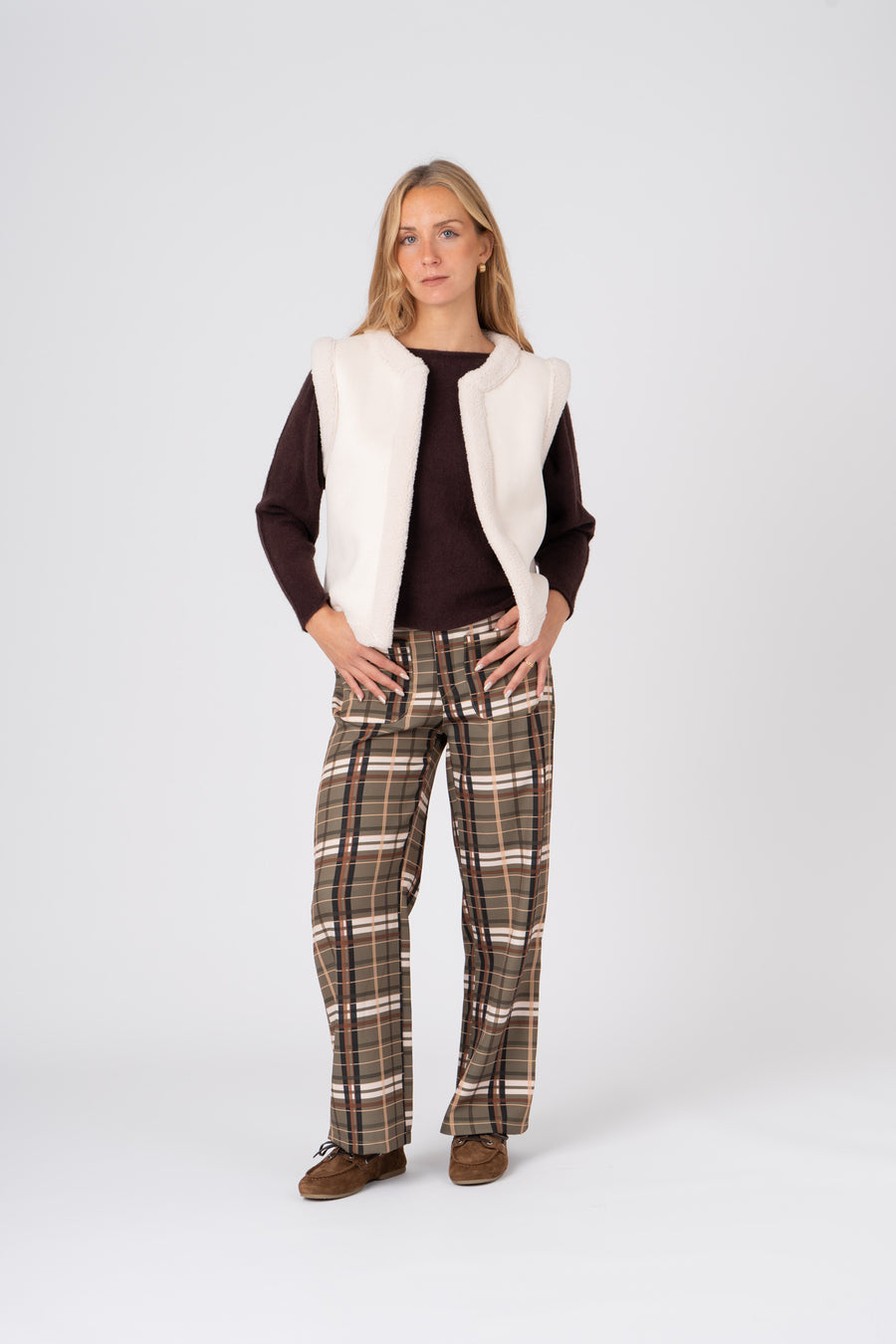 Calças Flare Xadrez Verde ref:cal6535