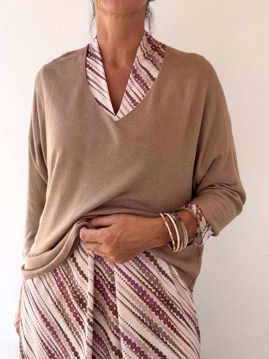 Camisola Manga 3/4 Camel