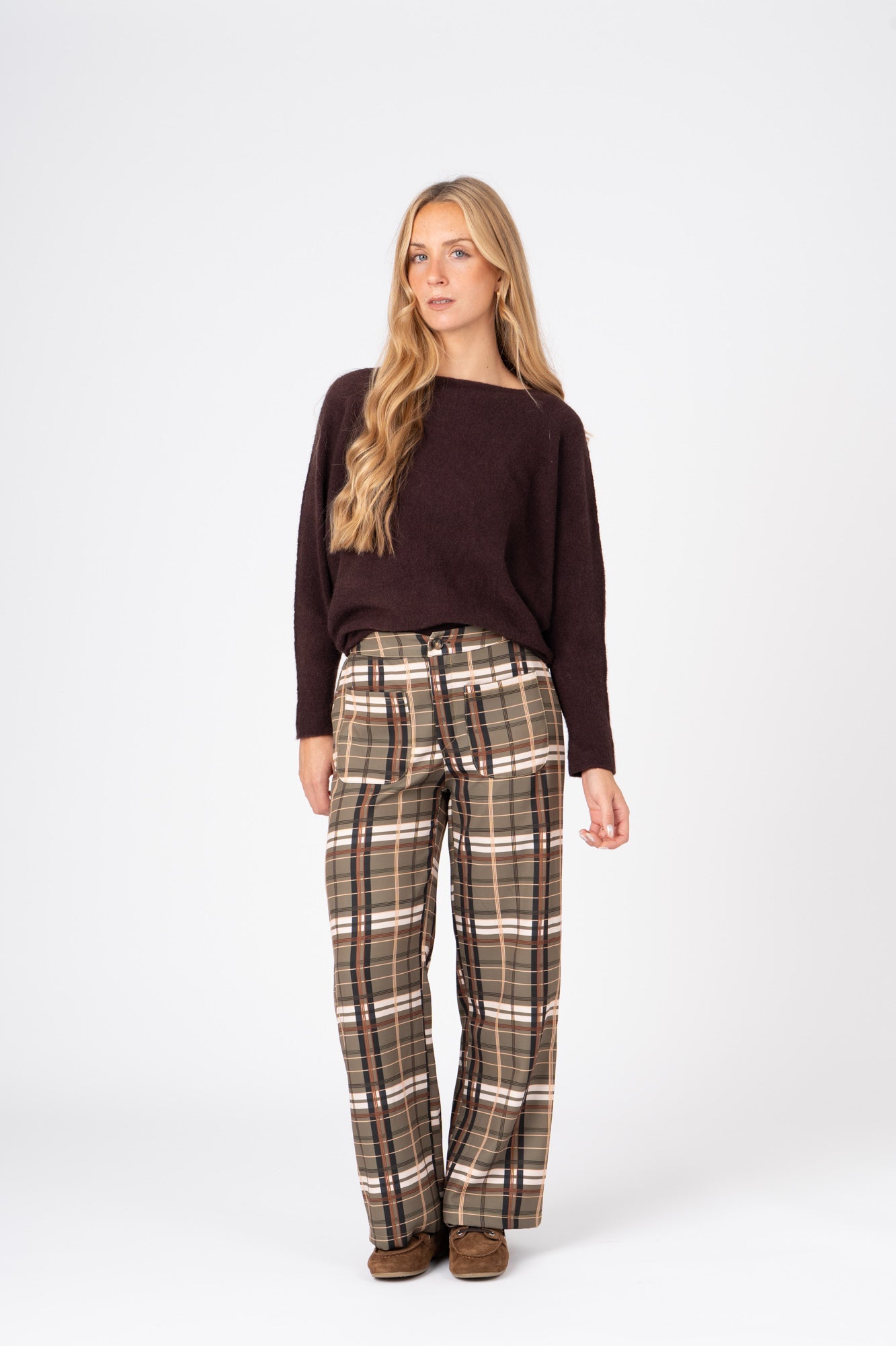 Calças Flare Xadrez Verde ref:cal6535