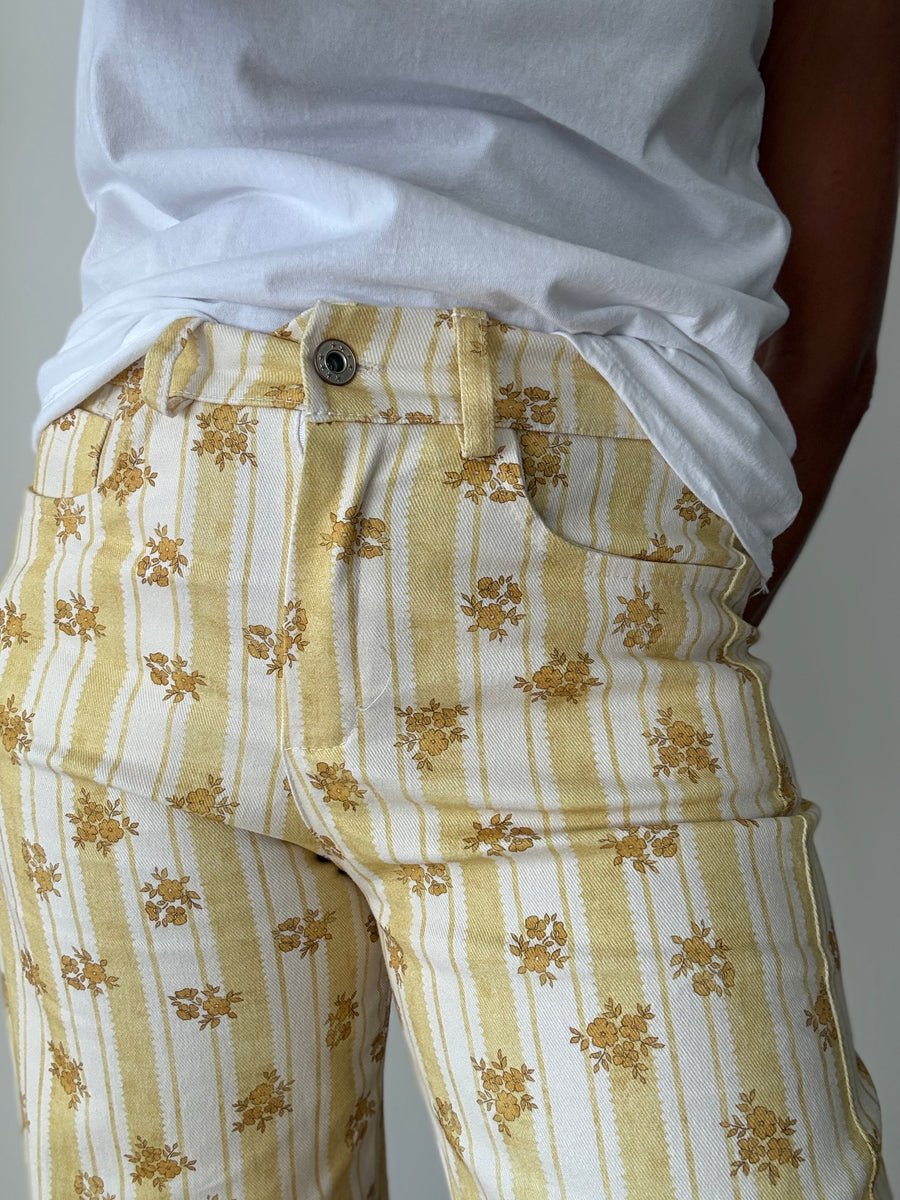 Calças Capri Floral amarelo