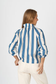Blusa Listrada Azul com Laço
