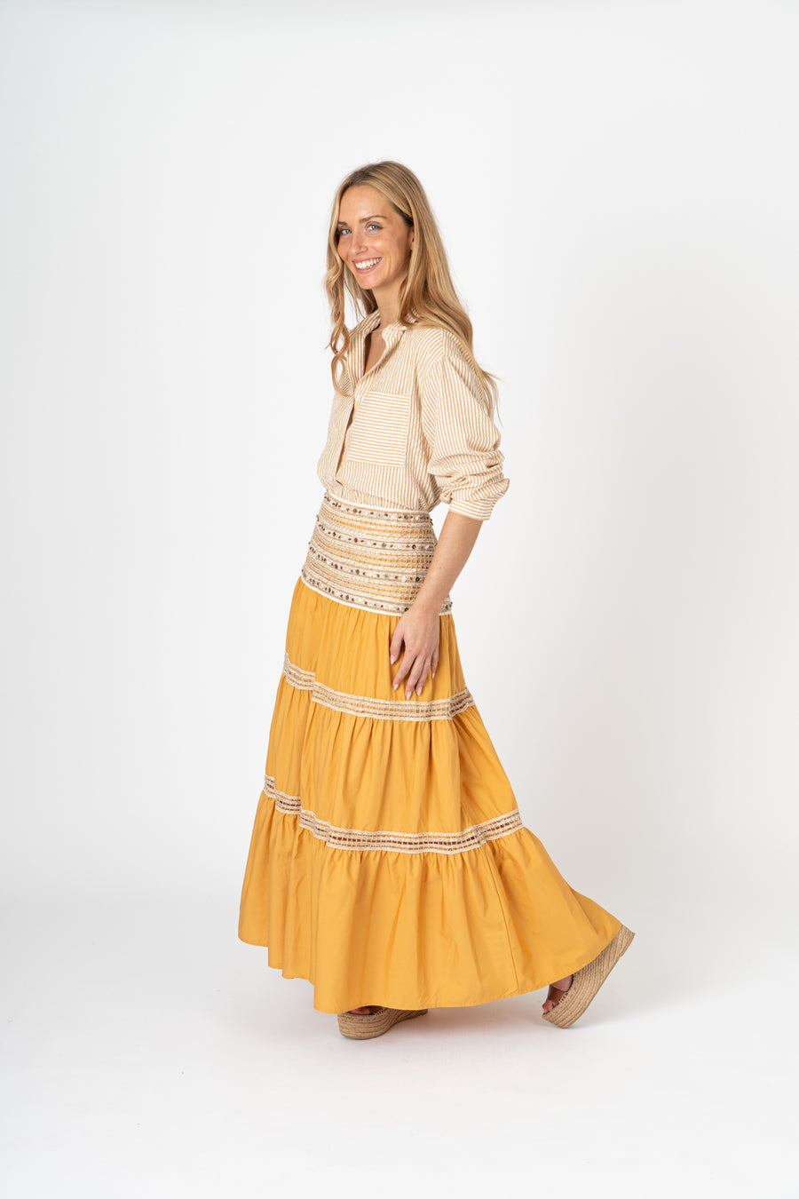 Camisa riscas amarelo
