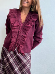 Camisola Volantes Vinho
