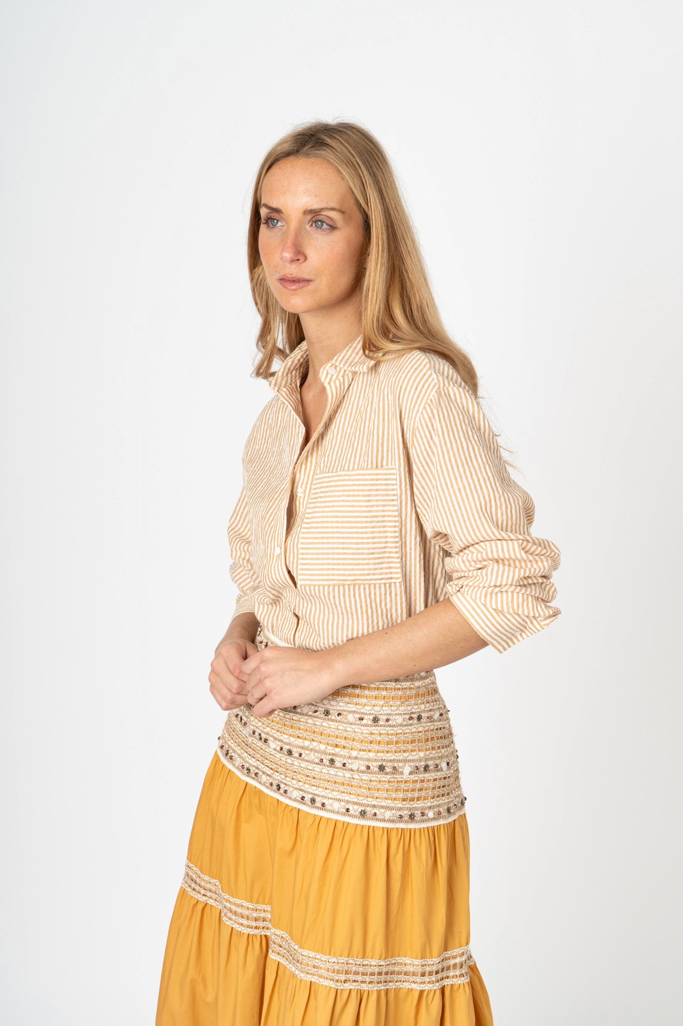 Camisa riscas amarelo