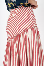 Saia Midi riscas vermelhas