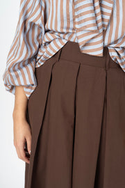Saia Midi Plissada com Laço castanho