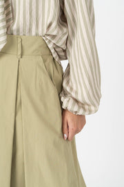 Saia Midi Plissada com Laço verde