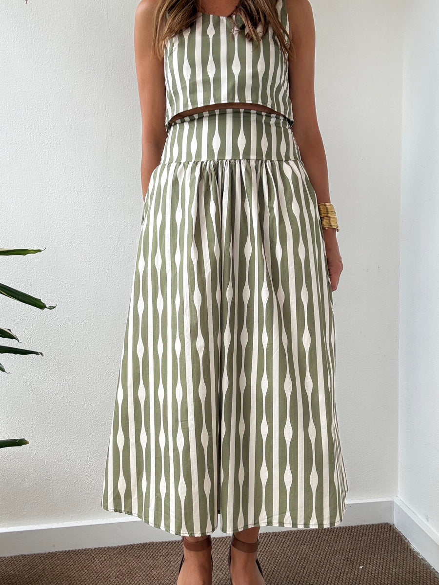 Saia Brisa Verde - Midi Listrada