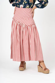 Saia Midi riscas vermelhas