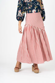Saia Midi riscas vermelhas