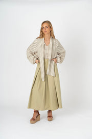 Saia Midi Plissada com Laço verde