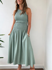 Conjunto Midi Franzido verde