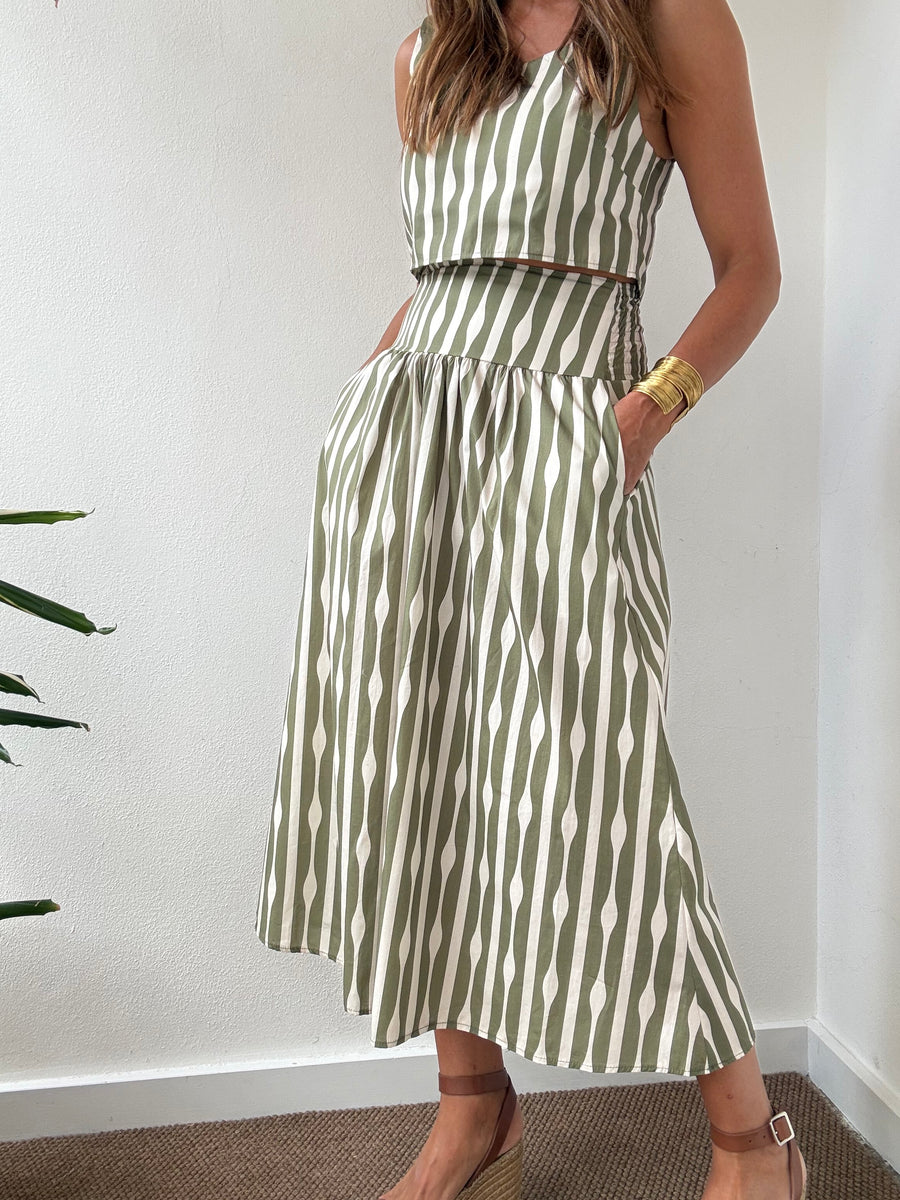 Saia Brisa Verde - Midi Listrada