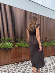 Vestido Babados castanho