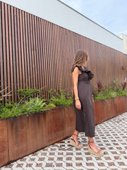 Vestido Babados castanho